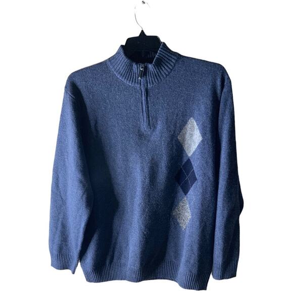 Vintage Mantles Cashmere Lambswool Sweater Men Size XL Long Sleeves 1/4 Zip - Picture 1 of 11